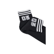 Black adidas originals men underwear ankle socks with white embroidered 03 ow and three white stripes on cuff