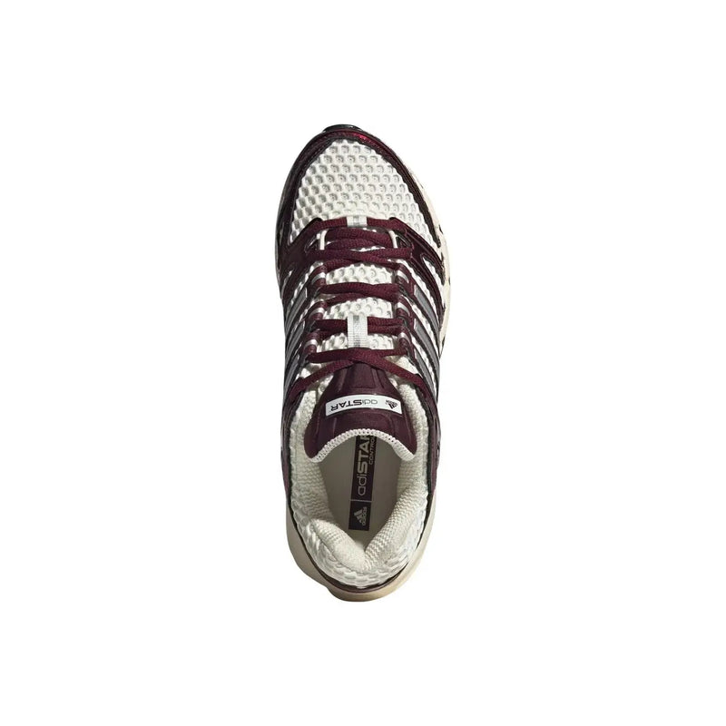 Adidas Originals Damen-Sneaker in Bordeaux-Optik mit atmungsaktivem Mesh-Obermaterial in Weiß und Kastanienbraun sowie den charakteristischen drei Streifen
