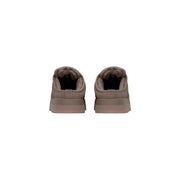 Adidas Originals Damen-Plateau-Slipper aus braunem Leder, beige Wildleder-Slipper mit Lammfellfutter und dicker Sohle