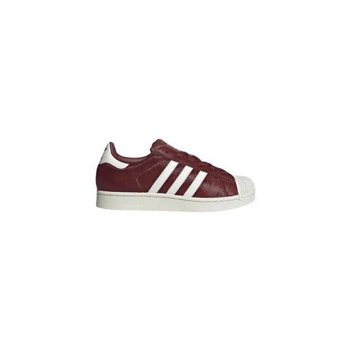 Adidas Originals Damen-Sneaker aus Leder zum Hineinschlüpfen, bordeauxrot mit weißer Zehenkappe aus Gummi und drei Streifen