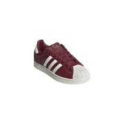 Adidas Originals Damen-Sneaker aus Leder zum Hineinschlüpfen in Bordeaux mit bordeauxrotem Wildleder, weißer Gummikappe und drei Streifen