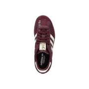 Adidas Originals Damen-Sneaker aus Leder in Bordeauxrot mit bordeauxrotem Wildleder, weißen Drei-Streifen und strukturierter Zehenkappe