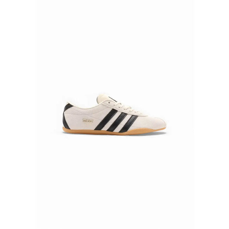 Cremefarbene adidas Originals Damen-Sneaker aus Wildleder mit schwarzen drei Streifen und einer Gummisohle