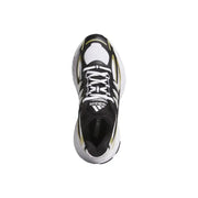 Adidas Originals Damen-Sneaker aus weißem Stoff und Gummi mit schwarz-weißem Design, neongelben Akzenten und klobiger Zwischensohle