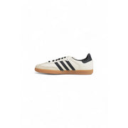 Cremefarbener adidas Samba Leder-Sneaker mit schwarzen drei Streifen und Gummisohle, Schnürschuhe für Damen