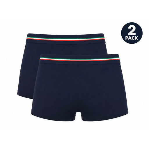 Marineblaue Aeronautica Militare Herren-Boxershorts aus Baumwolle mit grün-weiß-rotem Trikolorebund