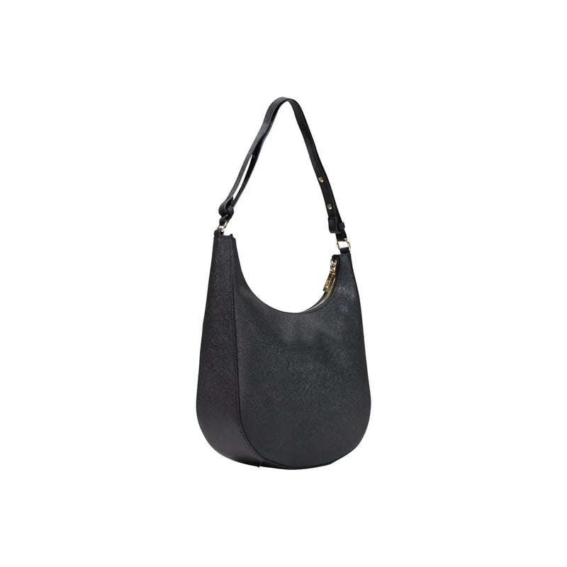 Alviero Martini Prima Classe Damen-Hobo-Schultertasche aus schwarzem Leder mit dezenter Struktur und goldfarbenem Reißverschluss, B 26 cm