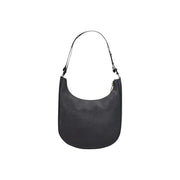 Alviero Martini Prima Classe Damen-Hobo-Tasche aus schwarzem, strukturiertem Leder mit geschwungenem top und verstellbarer Schultergurt B26cm