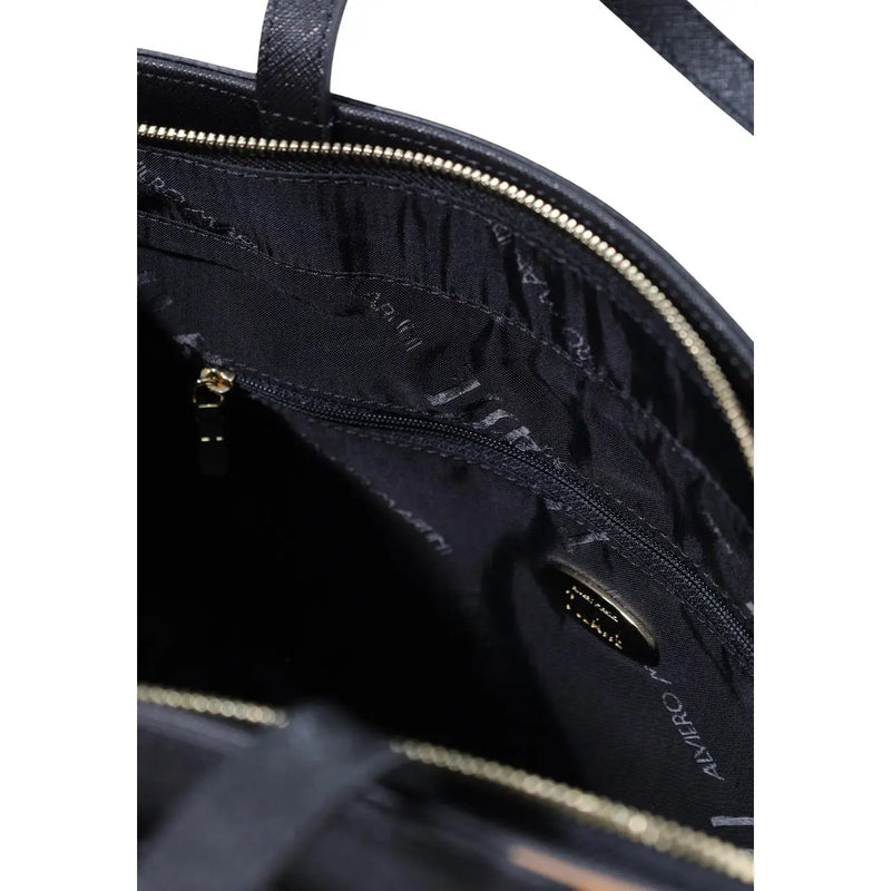 Schwarze Alviero Martini Prima Classe Tragetasche aus Leder mit goldfarbenem Reißverschluss und Logo-Innenfutter, 29 cm, PVC-Handtasche