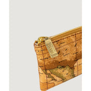 Alviero Martini Prima Classe Damen-Ledertasche, beige, klein, mit Reißverschlusstasche im Vintage-Kartenmuster und goldenen Akzenten fila Reißverschlussanhänger