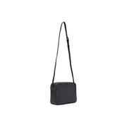 Schwarze Alviero Martini Prima Classe Leder-Umhängetasche mit elegantem, minimalistischem Design und dezentem, geprägtem Logo, 27 cm breit