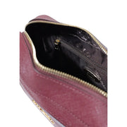 Alviero Martini Damen-Schultertasche, 27 cm, bordeauxrote Clutch aus strukturiertem Leder mit goldfarbenem Reißverschluss