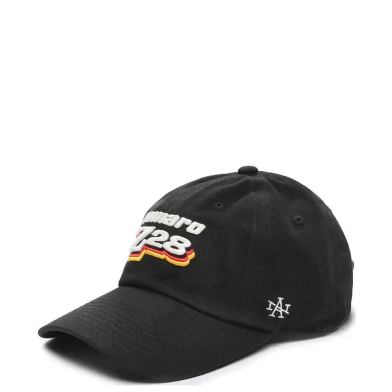 Black baseball cap with ’camaro 728’’ text and logo design, likely made of cotton or polyester fabric.