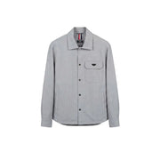 Antony Morato graues Herren-Langarmhemd mit dezenter Webstruktur und schwarzen Knöpfen im Button-Down-Stil