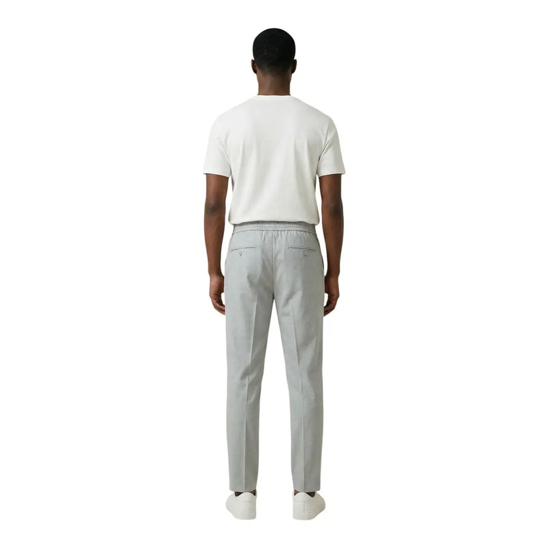 Antony morato men grey tailored trousers in polyester viscose with relaxed fit and elastic waistband