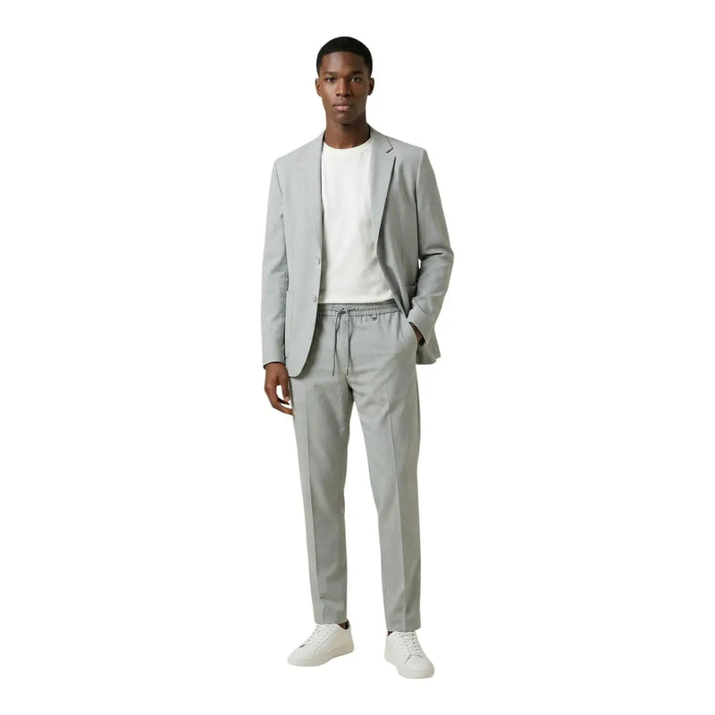 Antony Morato men grey tailored suit jacket with subtle texture polyester viscose structured shoulders