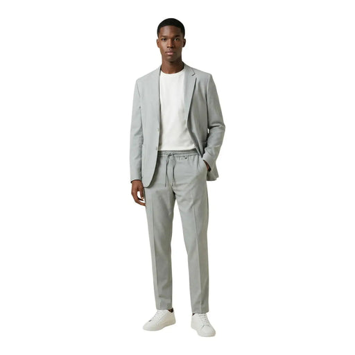 Antony Morato men grey tailored suit jacket with subtle texture polyester viscose structured shoulders