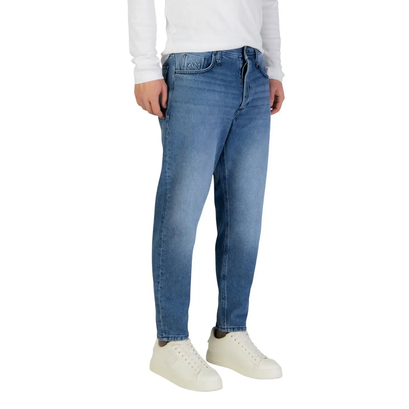 Antony Morato men jeans blue Doris baggy ankle fit cotton with slim fit faded wash and classic stitching belt loops