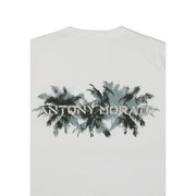 White cotton men t-shirt by Antony Morato featuring gray and black palm tree graphic print with Antony Morato text