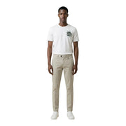 White cotton short-sleeved Antony Morato men t-shirt with a subtle green palm leaf graphic on the left chest