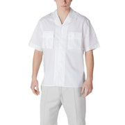 Antony Morato men shirt in white short-sleeved cotton with button-up front and two chest pockets