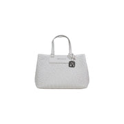 Weiß Armani Exchange Tragetasche mit geprägtem Logo und Metallanhänger