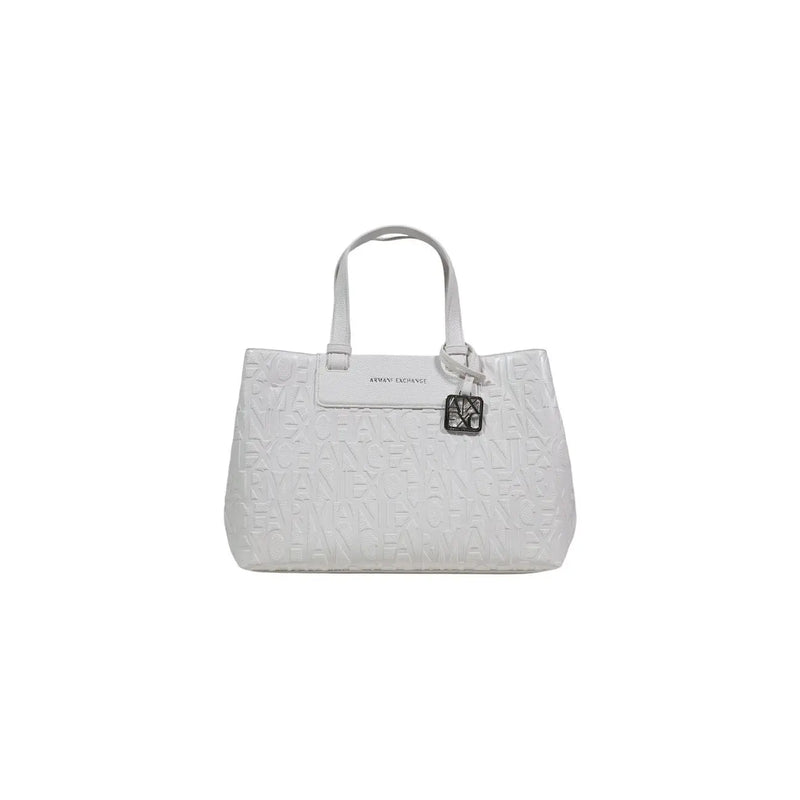 Weiß Armani Exchange Tragetasche mit geprägtem Logo und Metallanhänger
