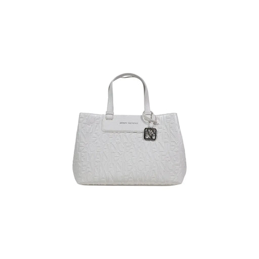 Weiß Armani Exchange Tragetasche mit geprägtem Logo und Metallanhänger