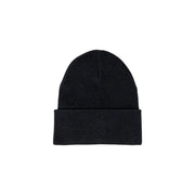 Armani Exchange black knit beanie with folded cuff made of soft knit material for stylish cold weather wear