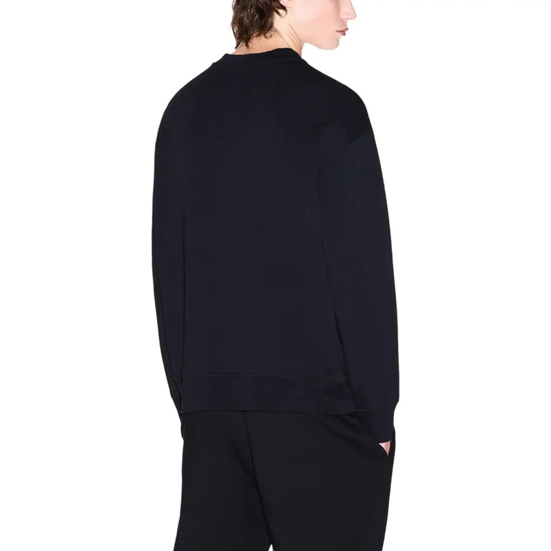Armani Exchange men black cotton long-sleeved sweatshirt with relaxed fit and ribbed cuffs round neck style