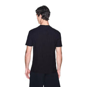 Armani Exchange Schwarzes Herren-T-Shirt aus Baumwolle mit dezenter Rippstruktur und kurzen Ärmeln