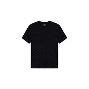 Armani Exchange Schwarzes Herren-T-Shirt aus Baumwolle mit dezentem, sich wiederholendem Markenlogo auf der Vorderseite