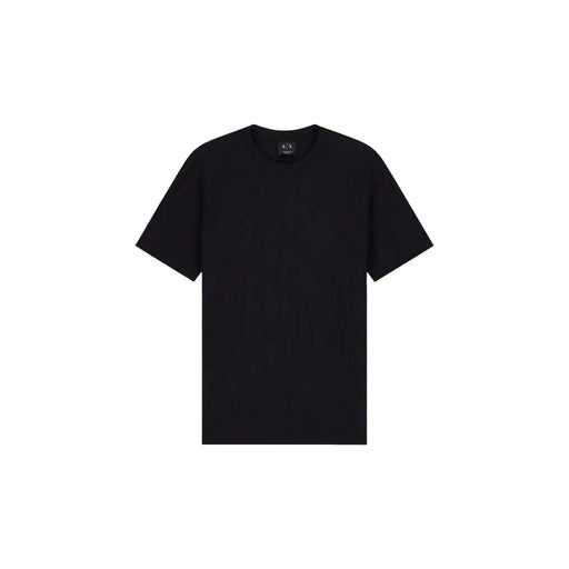 Armani Exchange Schwarzes Herren-T-Shirt aus Baumwolle mit kurzen Ärmeln, Rundhalsausschnitt, minimalistischem Design und dezentem Markenetikett am Halsausschnitt.