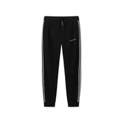 Armani Exchange Schwarze Herrenhose aus Polyester-Mischgewebe mit weißen Seitenstreifen und gesticktem Logo am Oberschenkel