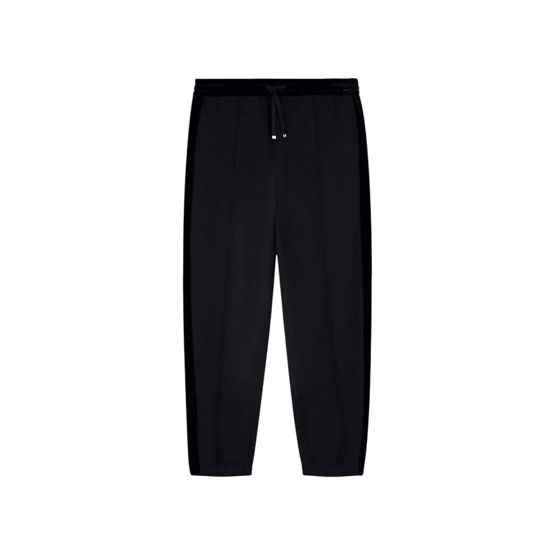 Armani Exchange Schwarze Herren-Jogginghose aus Polyester-Modal mit schmal zulaufendem Bein, Veloursbund und Seitenstreifen