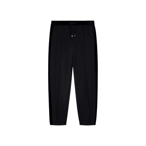 Armani Exchange Schwarze Herren-Jogginghose aus Polyester-Modal mit schmal zulaufendem Bein, Veloursbund und Seitenstreifen