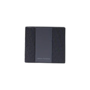 Armani Exchange Schwarze Herren-Geldbörse aus Polyester mit Strukturmuster und glattem Ledereinsatz, 11 x 9 cm