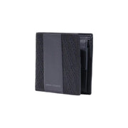 Armani Exchange Schwarze Herren-Geldbörse aus Polyester mit Strukturmuster und glattem Ledereinsatz, 11 x 9 cm