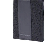 Dunkelgrau Armani Exchange Schwarze Herren-Geldbörse aus Polyester mit strukturierter Oberfläche und glattem Ledereinsatz, Maße: 11 x 9 cm