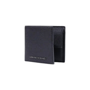 Armani Exchange Schwarze Herren-Geldbörse aus Polyester, 12 x 9 cm, mit schwarzem, strukturiertem Leder und geprägtem Markenlogo