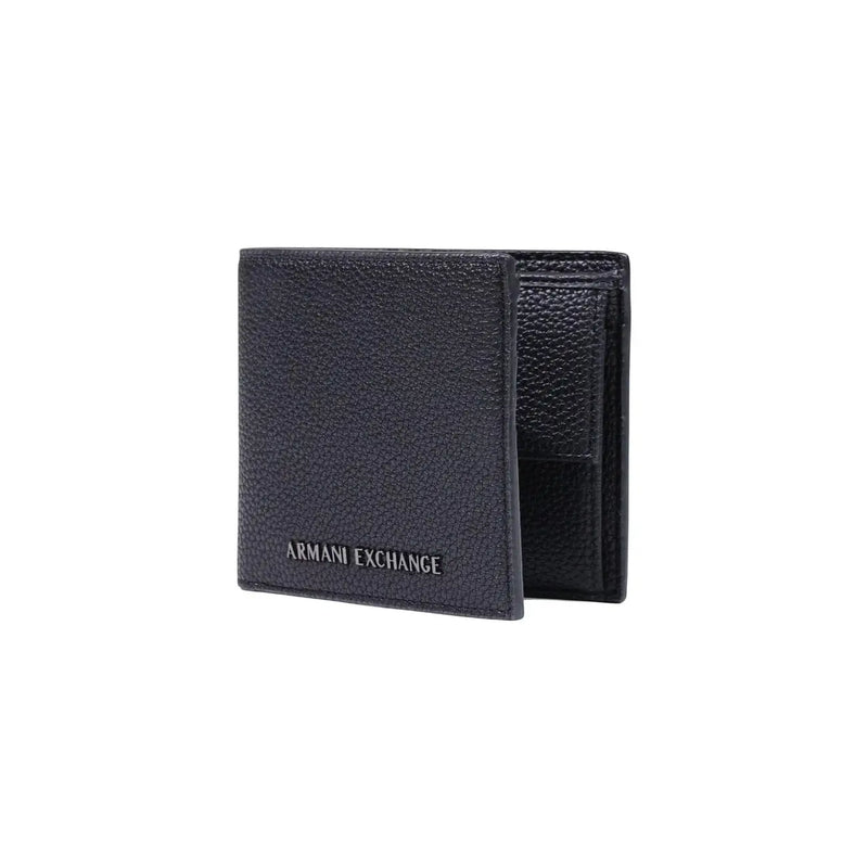 Armani Exchange Schwarze Herren-Geldbörse aus Polyester, 12 x 9 cm, mit schwarzem, strukturiertem Leder und geprägtem Markenlogo