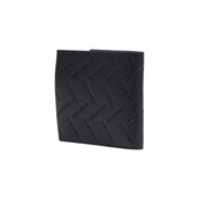 Armani Exchange Schwarze Herren-Ledergeldbörse mit geprägtem diagonalem Emporio Armani Logo-Muster, 11 x 10 x 1,5 cm