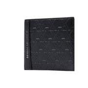 Armani Exchange Schwarze Herrengeldbörse aus Polyester mit geprägtem geometrischem Muster und genähten Kanten, Maße: 11 x 9 cm