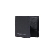 Armani exchange Schwarze Herren-Geldbörse mit strukturiertem Leder-Außenmaterial, Polyester-Innenseite und geprägtem Logo, B 11 cm, H 9 cm