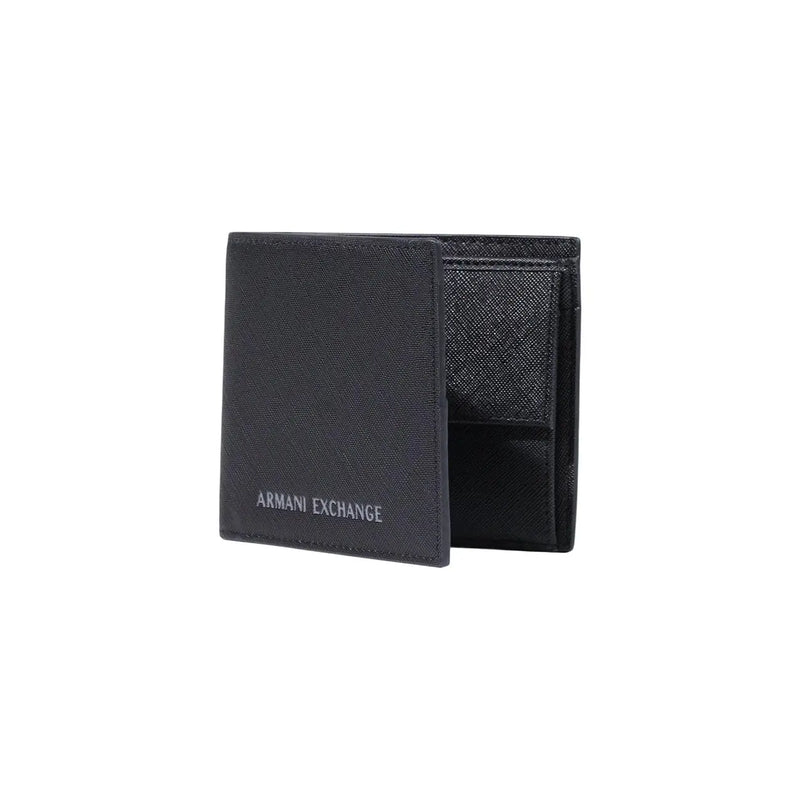 Armani exchange Schwarze Herren-Geldbörse mit strukturiertem Leder-Außenmaterial, Polyester-Innenseite und geprägtem Logo, B 11 cm, H 9 cm