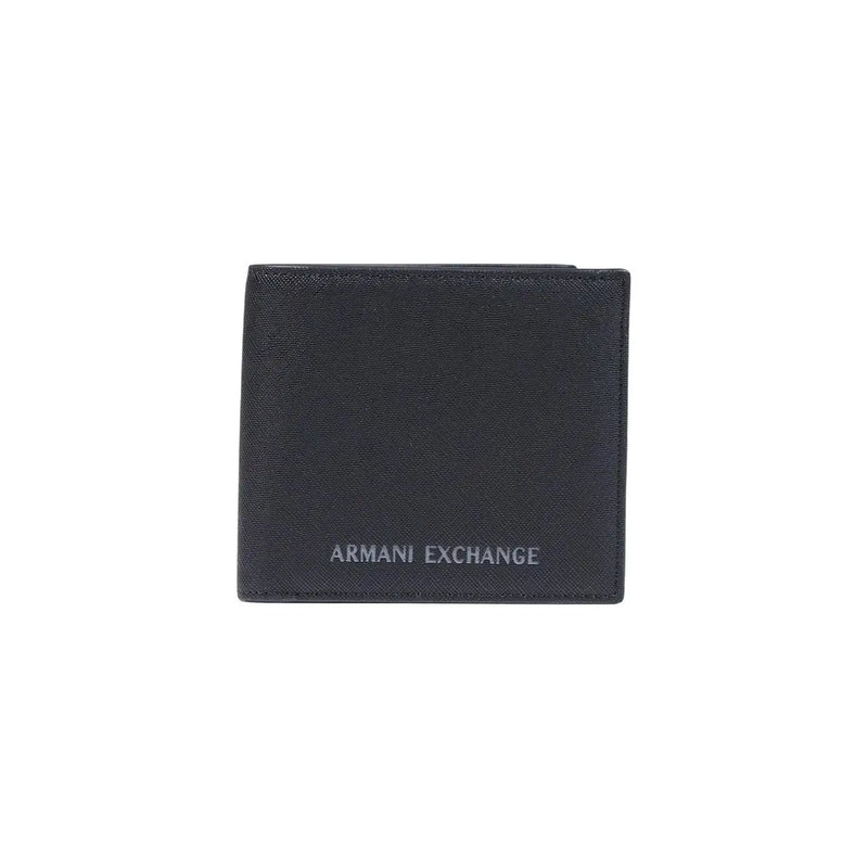 Armani Exchange Schwarze Herrengeldbörse mit strukturierter Polyesteroberfläche und dezentem, geprägtem Logo, 11 x 9 cm