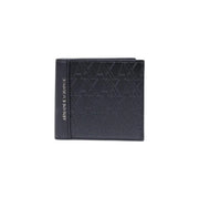Armani Exchange Schwarze Herren-Geldbörse aus Polyester mit geprägtem Logomuster, Maße: B 11 cm, H 9 cm (Rückseite).