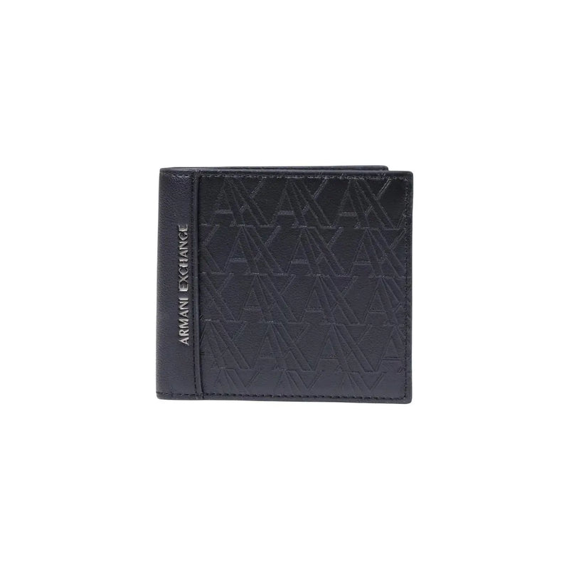 Armani Exchange Schwarze Herren-Geldbörse aus Polyester mit geprägtem Logomuster, Maße: B 11 cm, H 9 cm (Rückseite).