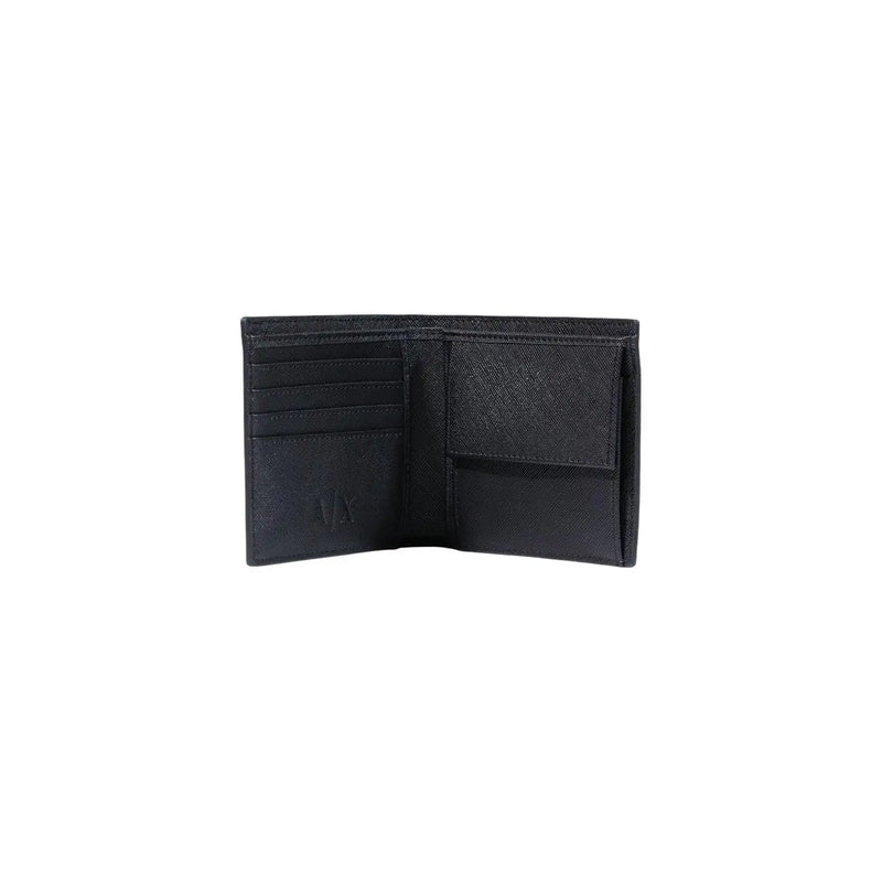 Armani Exchange Schwarze Herren-Geldbörse aus Polyester mit strukturierter Innenseite und dezentem, geprägtem Logo, Maße: B 11 cm, H 9 cm