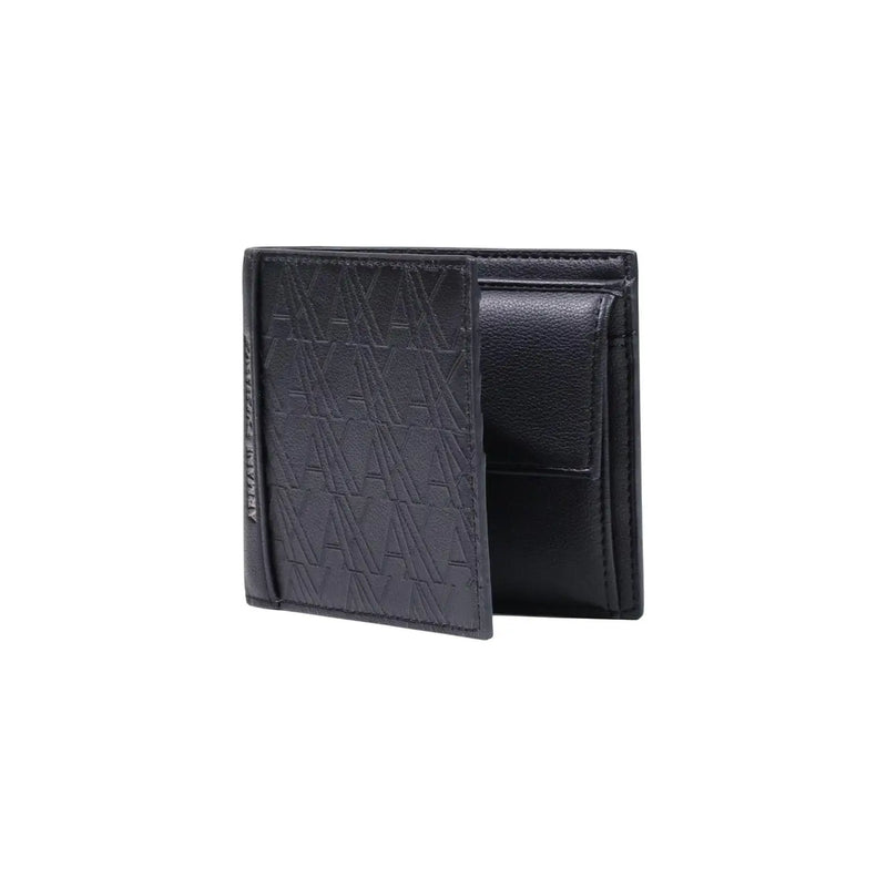 Armani Exchange Schwarze Herren-Geldbörse aus Leder mit geprägtem Logomuster, Polyester, Maße: B 11 cm, H 9 cm